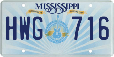 MS license plate HWG716