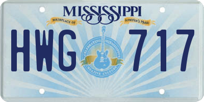 MS license plate HWG717