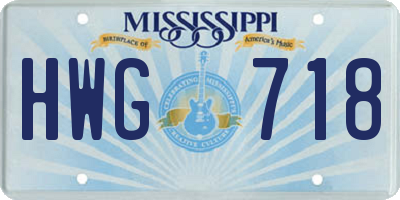 MS license plate HWG718