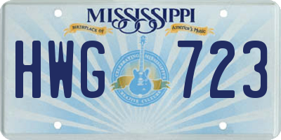 MS license plate HWG723