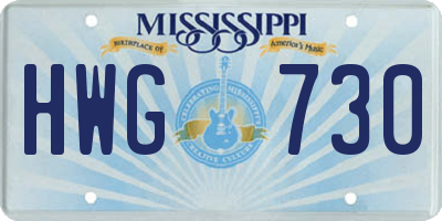 MS license plate HWG730