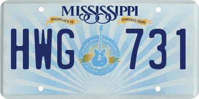 MS license plate HWG731