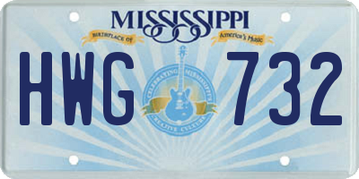 MS license plate HWG732
