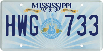 MS license plate HWG733