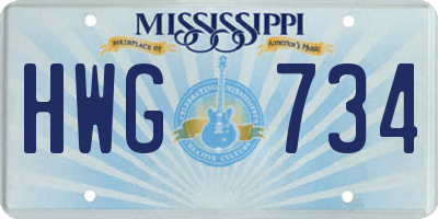 MS license plate HWG734