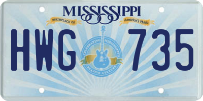 MS license plate HWG735
