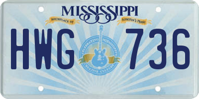 MS license plate HWG736