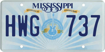 MS license plate HWG737