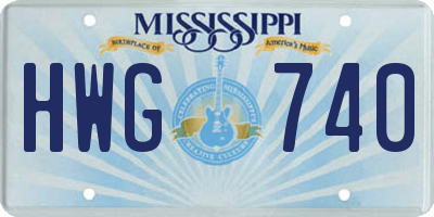 MS license plate HWG740