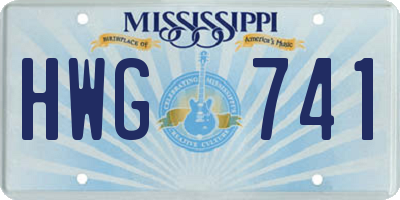MS license plate HWG741