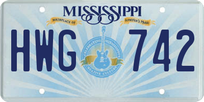 MS license plate HWG742