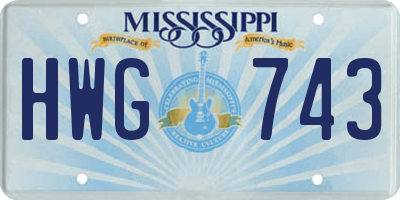 MS license plate HWG743