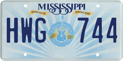 MS license plate HWG744