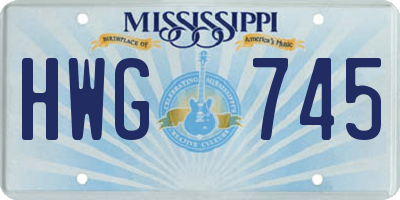 MS license plate HWG745