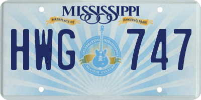 MS license plate HWG747