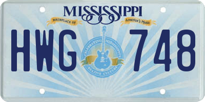 MS license plate HWG748