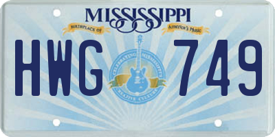 MS license plate HWG749