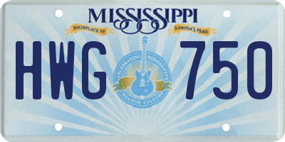 MS license plate HWG750