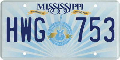 MS license plate HWG753