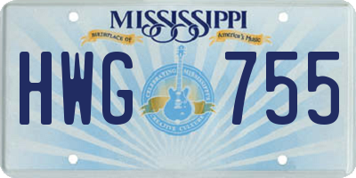 MS license plate HWG755