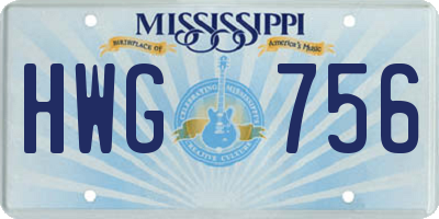 MS license plate HWG756