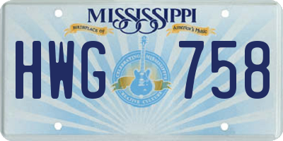 MS license plate HWG758