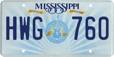 MS license plate HWG760