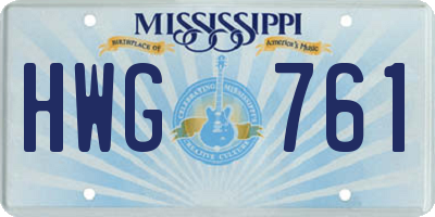 MS license plate HWG761
