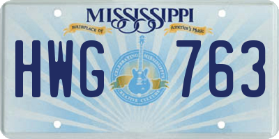 MS license plate HWG763