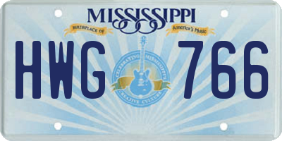 MS license plate HWG766