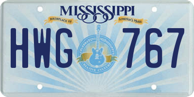 MS license plate HWG767