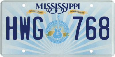MS license plate HWG768