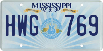 MS license plate HWG769