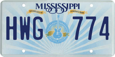 MS license plate HWG774