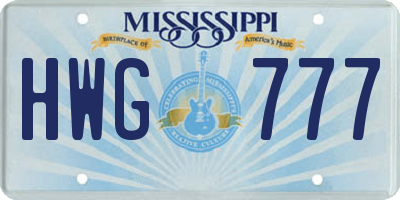 MS license plate HWG777