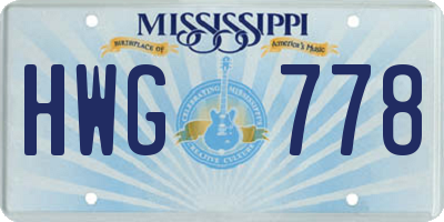 MS license plate HWG778