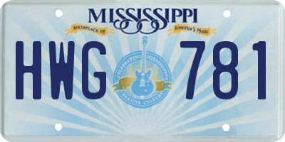MS license plate HWG781