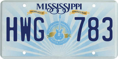 MS license plate HWG783