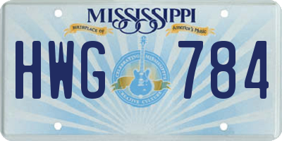 MS license plate HWG784