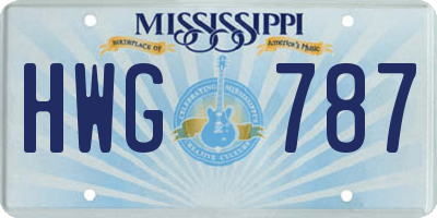 MS license plate HWG787