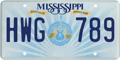 MS license plate HWG789