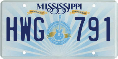 MS license plate HWG791