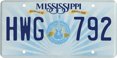 MS license plate HWG792