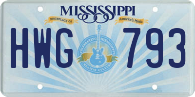 MS license plate HWG793