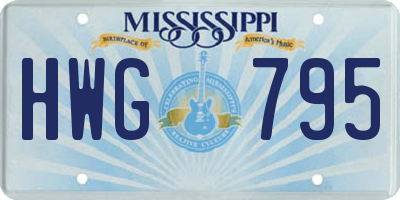 MS license plate HWG795