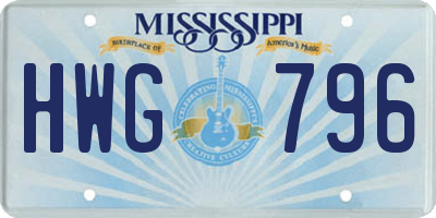 MS license plate HWG796