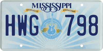 MS license plate HWG798