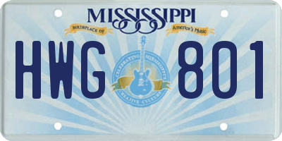 MS license plate HWG801