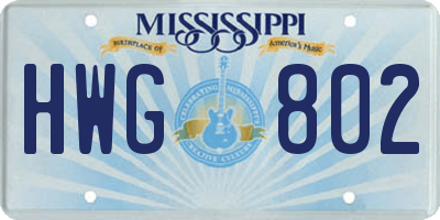 MS license plate HWG802