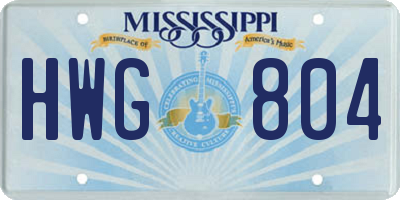 MS license plate HWG804